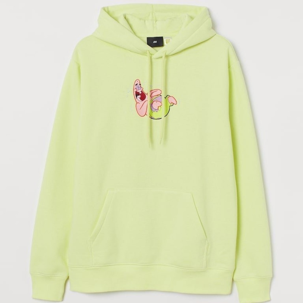 Spongebob Patrick Starfish Hoodie Mens Medium Lime Green Cartoon Kidcore Cozy